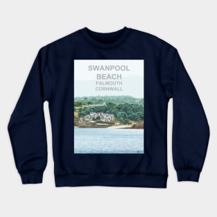 Swanpool Beach Falmouth Cornwall. Cornish gift. Travel poster Crewneck Sweatshirt